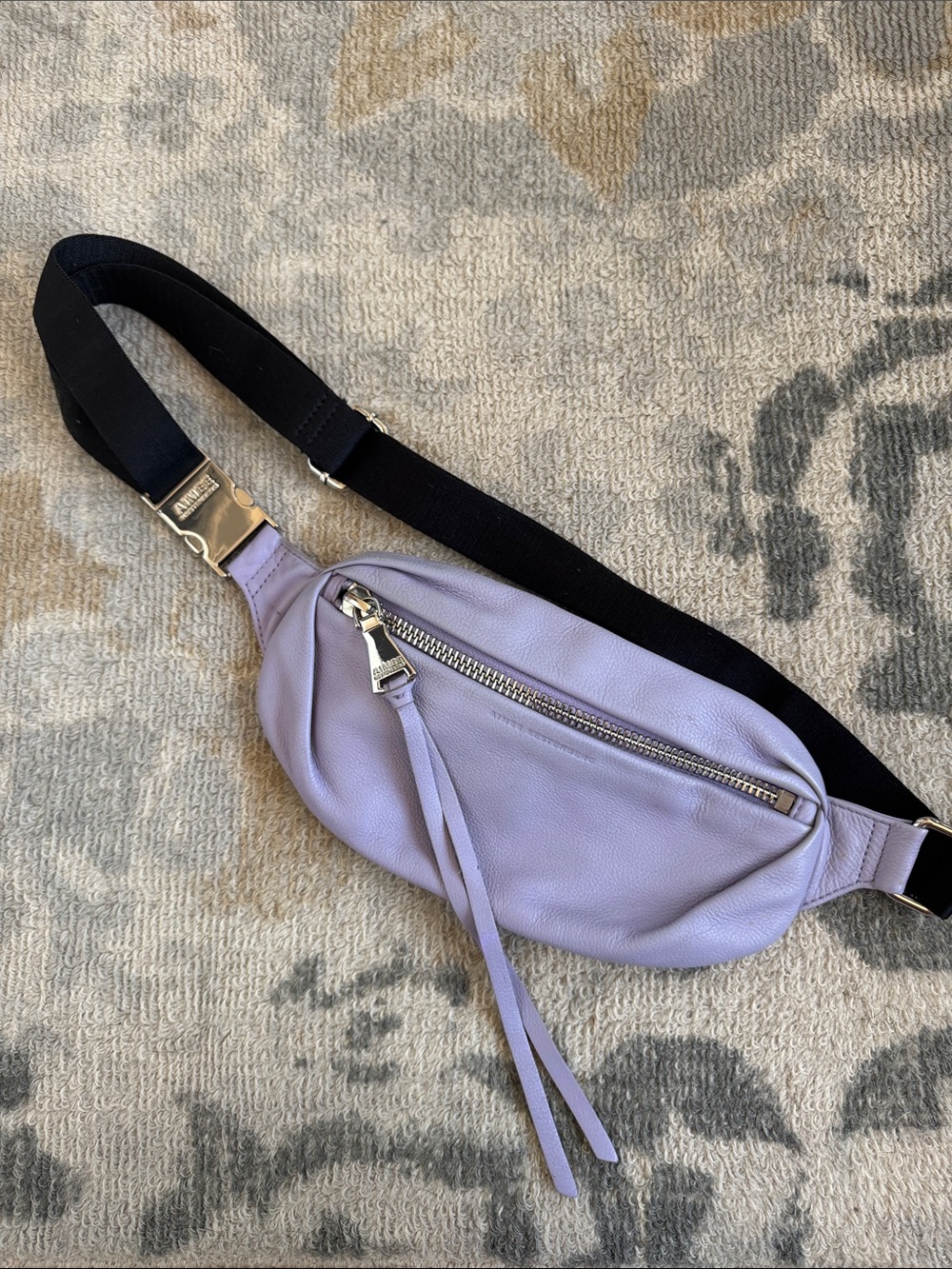 Aimee Kestenberg Lavender Leather belt Bag with Black Strap